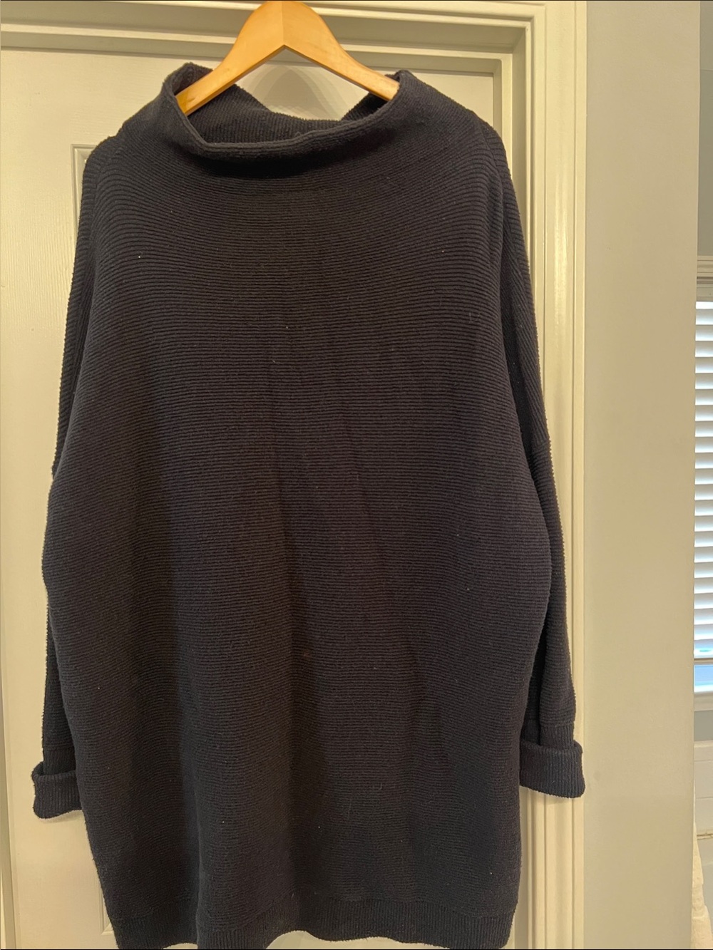 Free People Black Ribbed Turtleneck Sweater